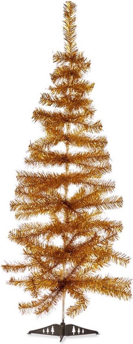 2x Gouden Kunststof Kerstboom 120 cm met Voet