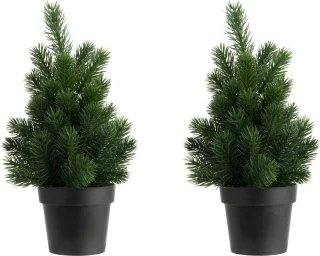 2x Groen kunstboompje 22 cm