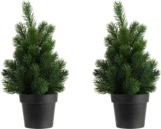 2x Groen kunstboompje 22 cm