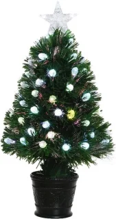 2x Groene glasvezel kunstkerstbomen 90 cm LED