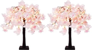 2x Kersenbloesemboom 61 cm - Kunstbloesem Tafeldecoratie Roze
