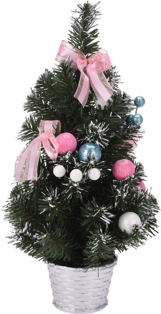 2x Kunst kerstboom 40 cm inclusief versiering