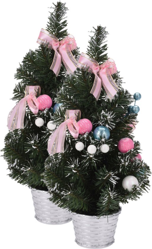 2x Kunst kerstboom 40 cm inclusief versiering