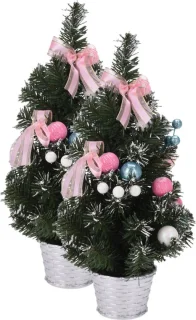 2x Kunst kerstboom 40 cm inclusief versiering