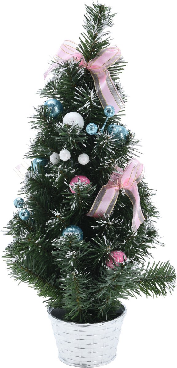 2x Kunstkerstboom 50 cm inclusief versiering