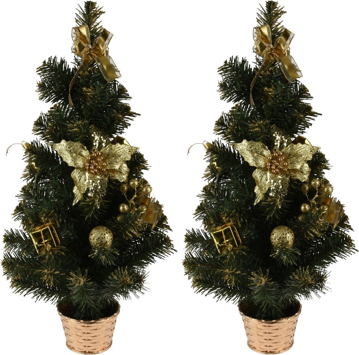 2x Kunstkerstboom 60 cm met Versiering