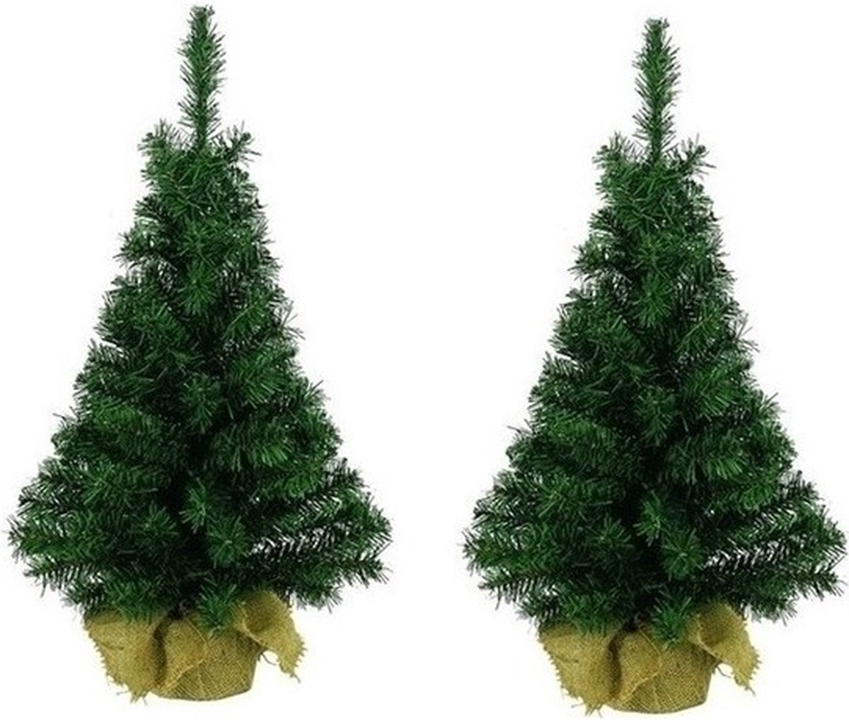 2x Kunstkerstboom 75 cm in jute zak