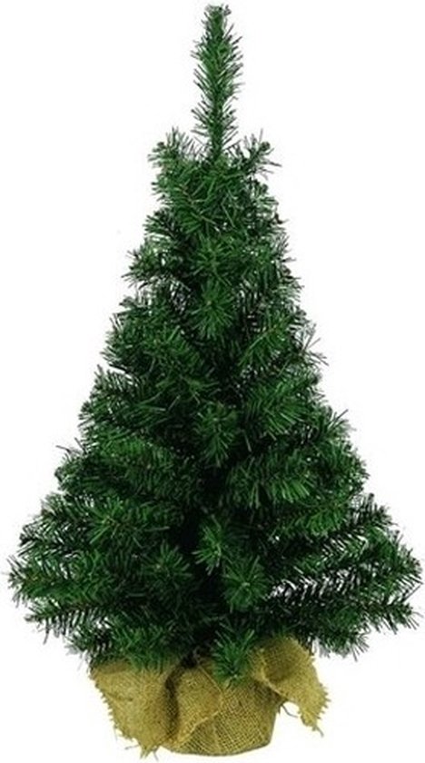 2x Kunstkerstboom 75 cm in jute zak