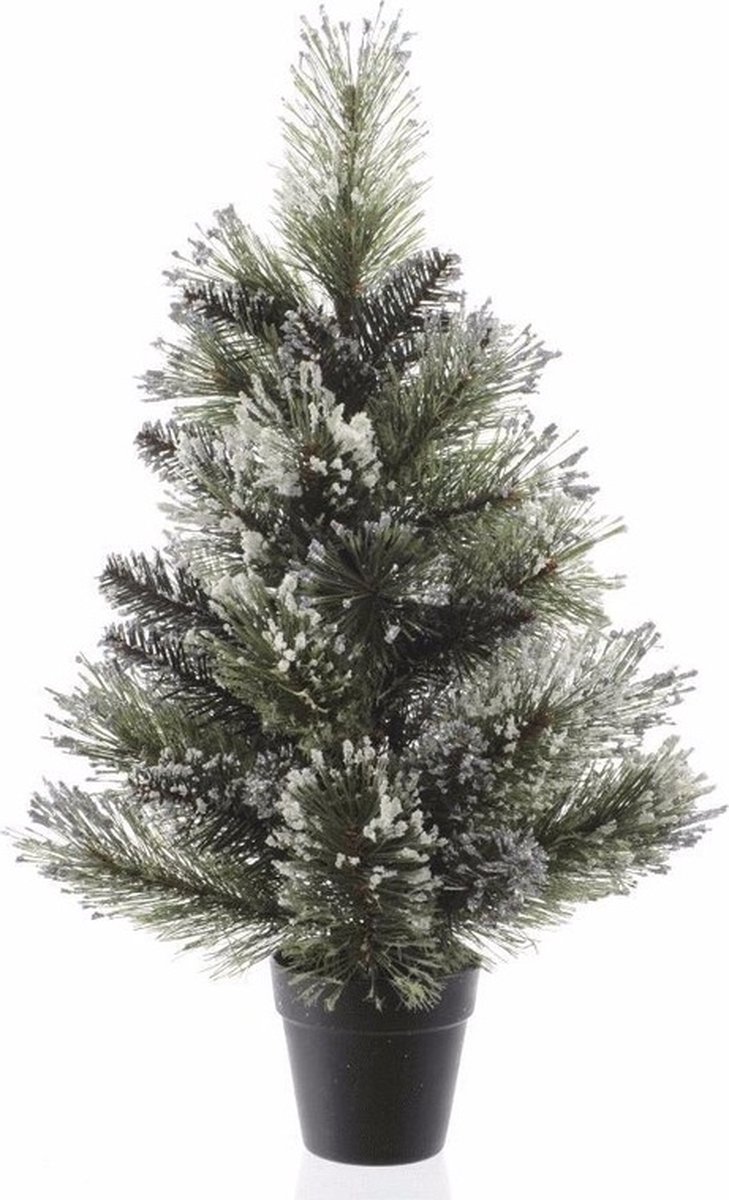 2x Kunstkerstboom besneeuwd 60 cm in pot