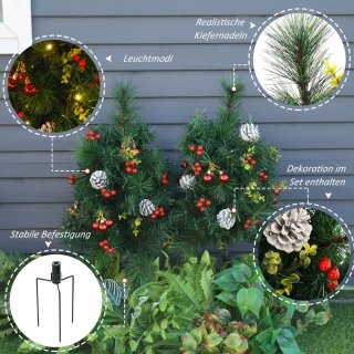 2x Kunstkerstboom Ø33x75 cm met LED's en decoratie