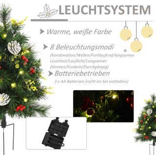 2x Kunstkerstboom Ø33x75 cm met LED's en decoratie