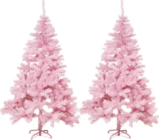 2x Kunstkerstboom roze 180 cm