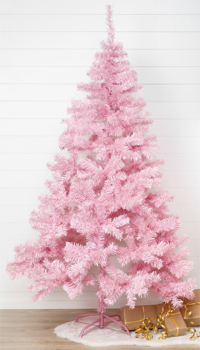 2x Kunstkerstboom roze 180 cm