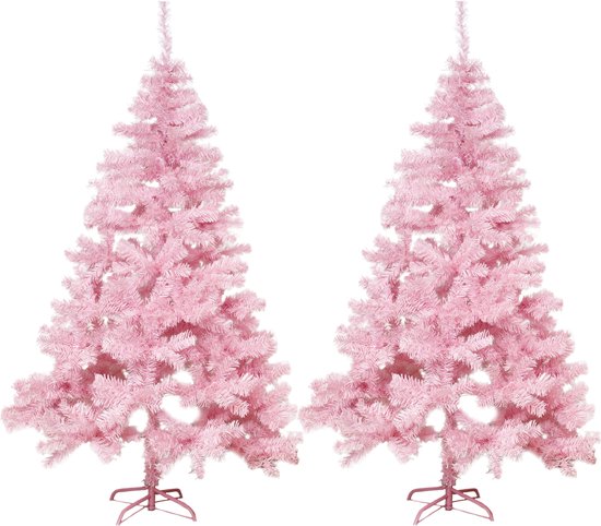 2x Kunstkerstboom roze 180 cm
