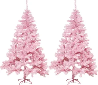 2x Kunstkerstboom roze 180 cm