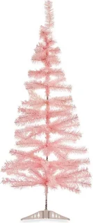 2x kunststof kerstboom lichtroze 120 cm met voet