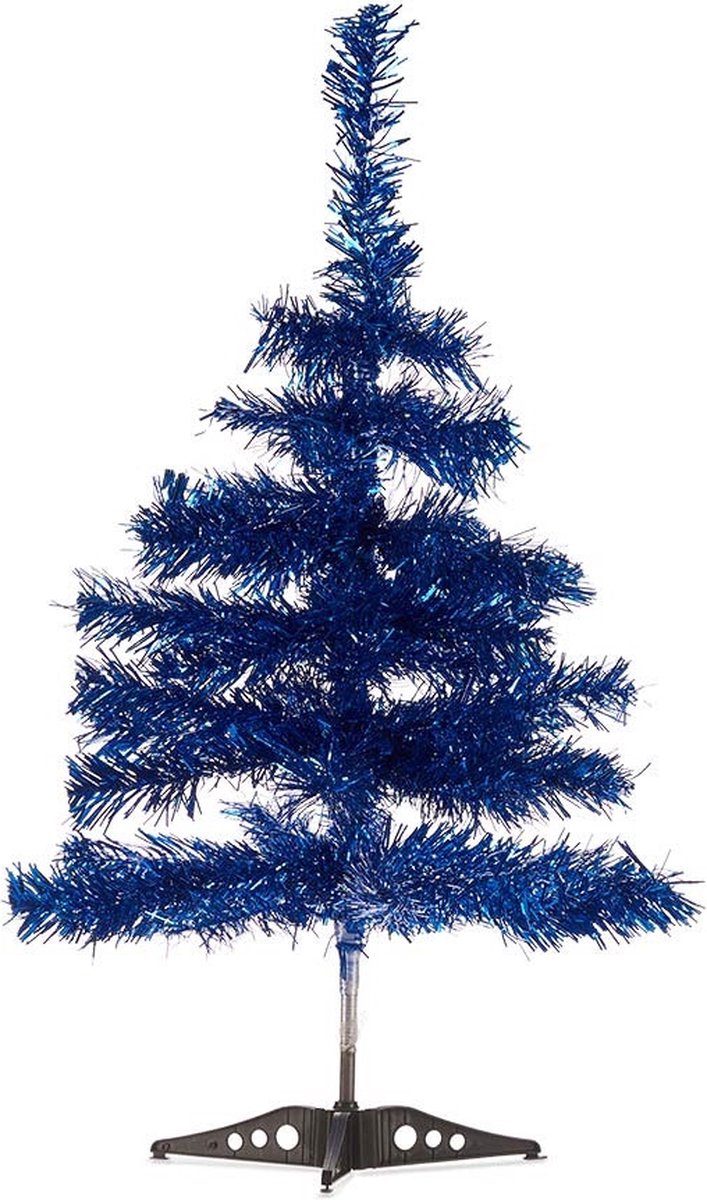 2x Mini kerstbomen kunststof 60 cm ijsblauw met voet