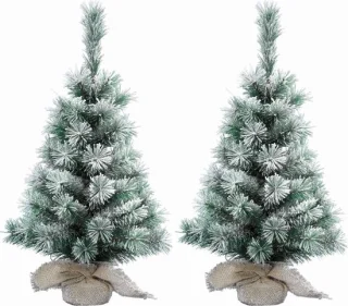 2x Mini kerstboom 60 cm in jute zak