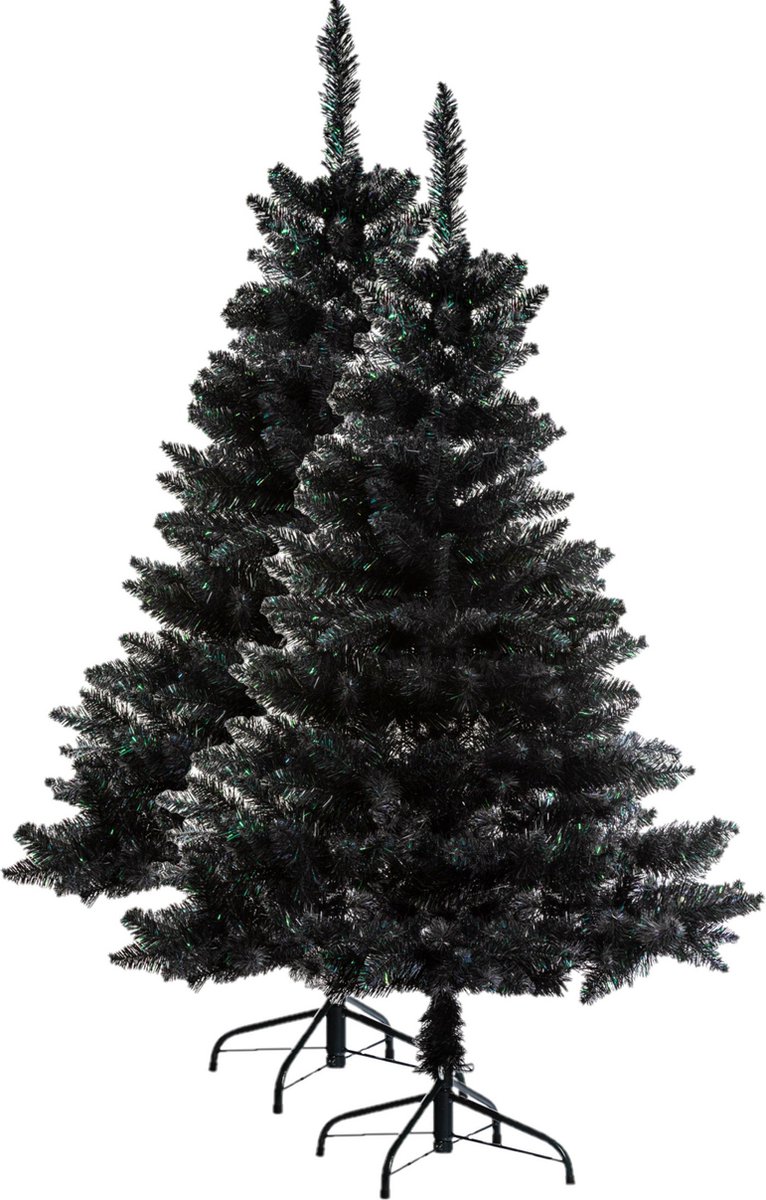 2x Zwarte Kunstkerstboom 180 cm met Voet