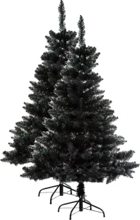 2x Zwarte Kunstkerstboom 180 cm met Voet