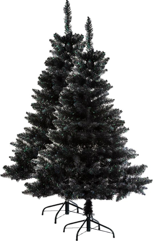 2x Zwarte Kunstkerstboom 180 cm met Voet
