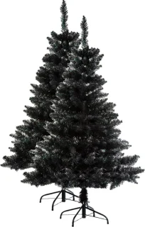 2x Zwarte Kunstkerstboom 180 cm met Voet