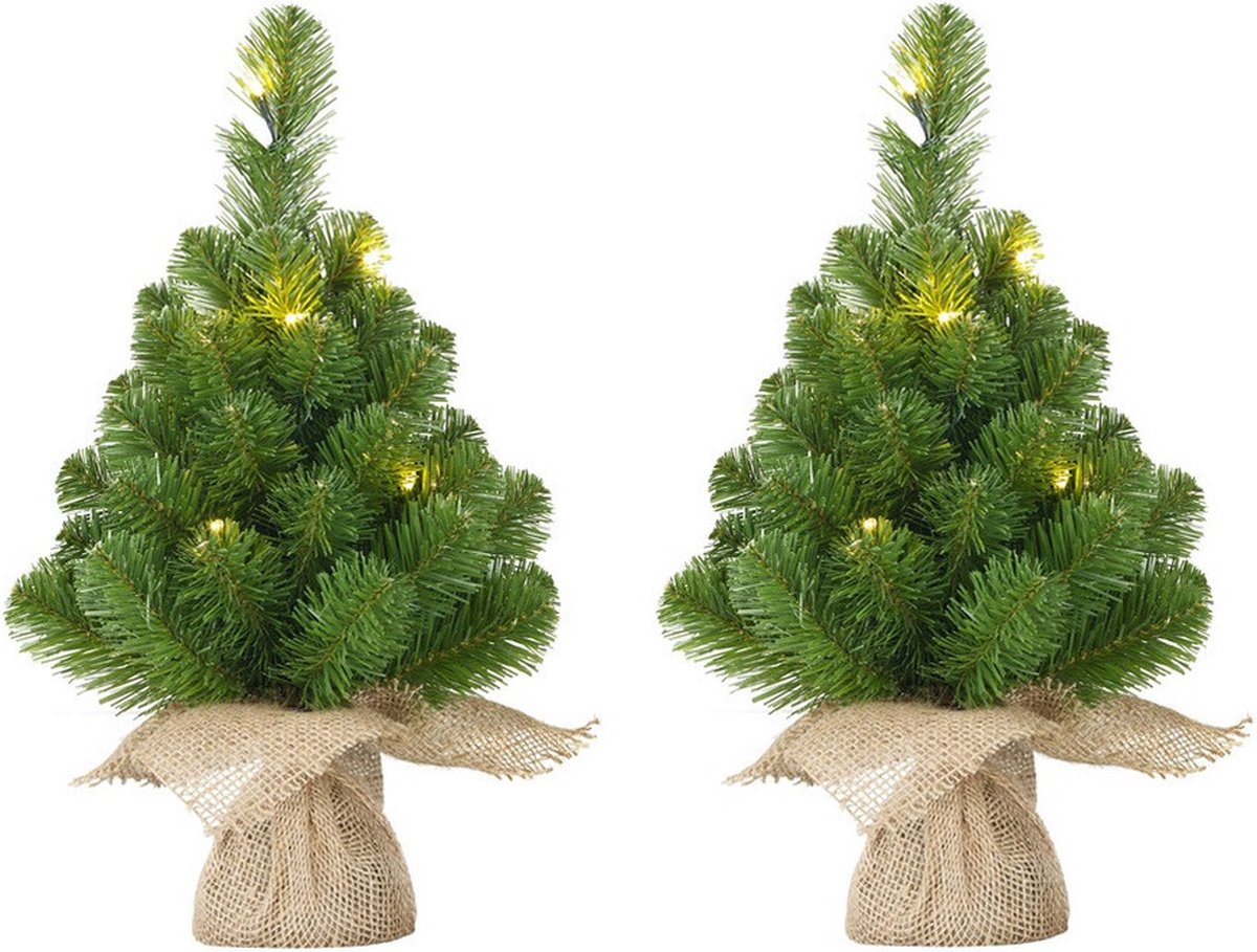 3x Mini kerstboom 60 cm met LED - kunst kerstbomen