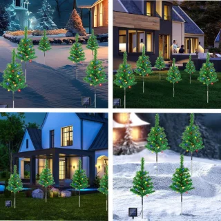 3x Set van 4 Kerstboom Tuinverlichting