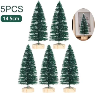 5-stuks mini kerstboom - onversierd - 14,5 cm - groen