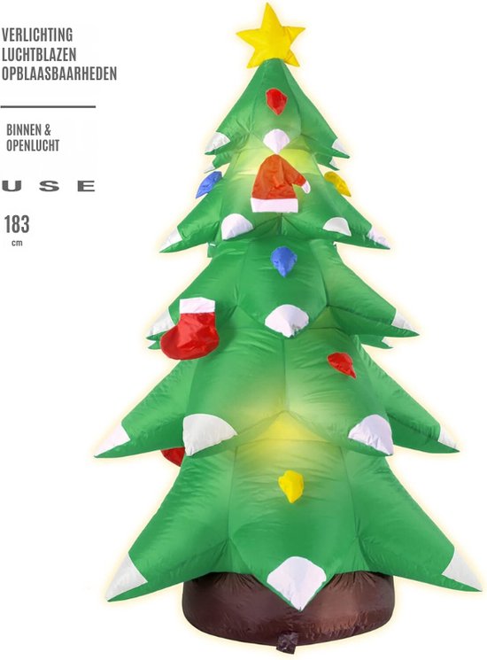 7506T Lichtgevende Opblaasbare Kerstboom 183 cm