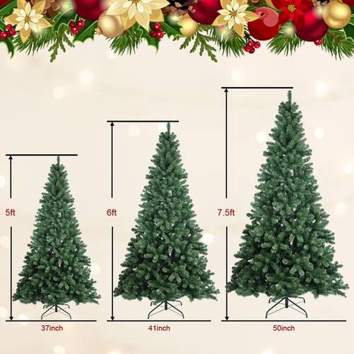 7.5FT PVC Automatische Kerstboom