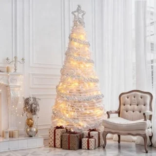 7ft witte voorverlichte kerstboom