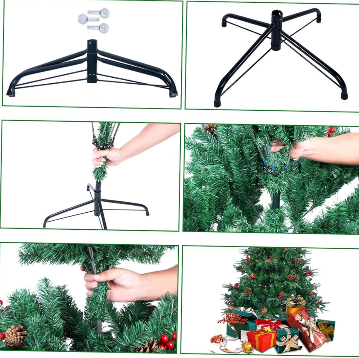 AGM 7ft Kunstkerstboom 210 cm met Verlichting en Rode Bessen