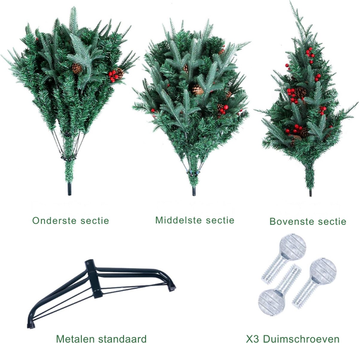AGM 7ft Kunstkerstboom 210 cm met Verlichting en Rode Bessen