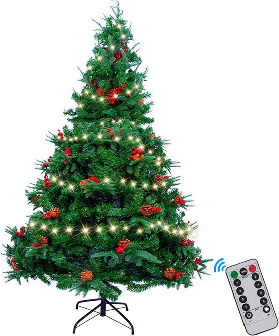 AGM 7ft Kunstkerstboom 210 cm met Verlichting en Rode Bessen
