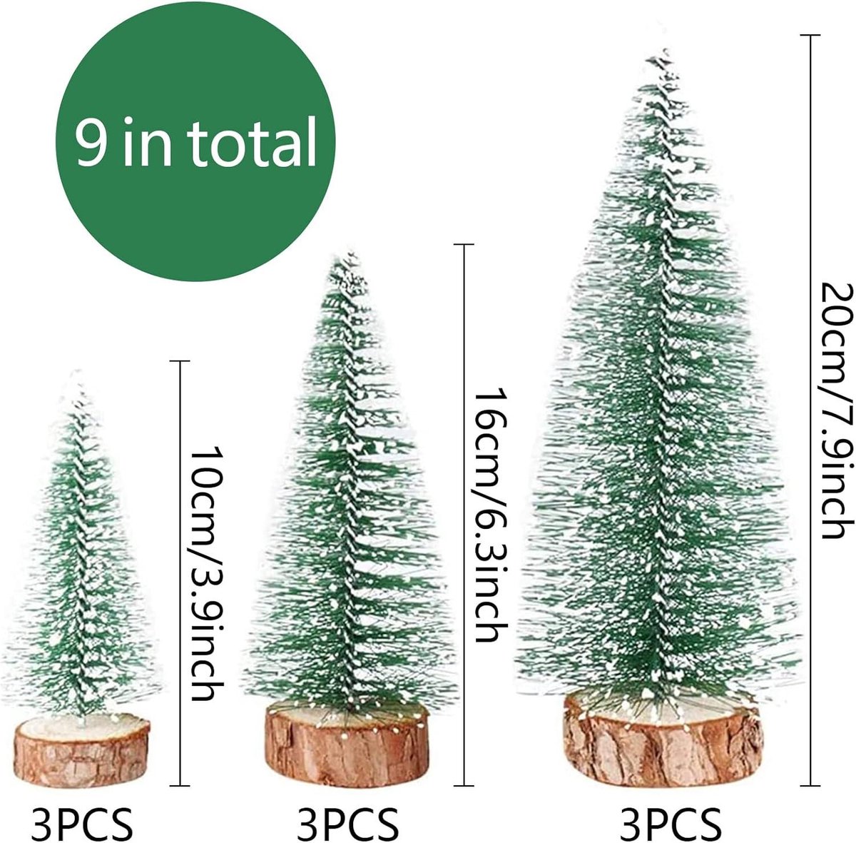 Allecto Plus Dennenboomdecoratie 9-delig mini kerstboomset 10-20 cm