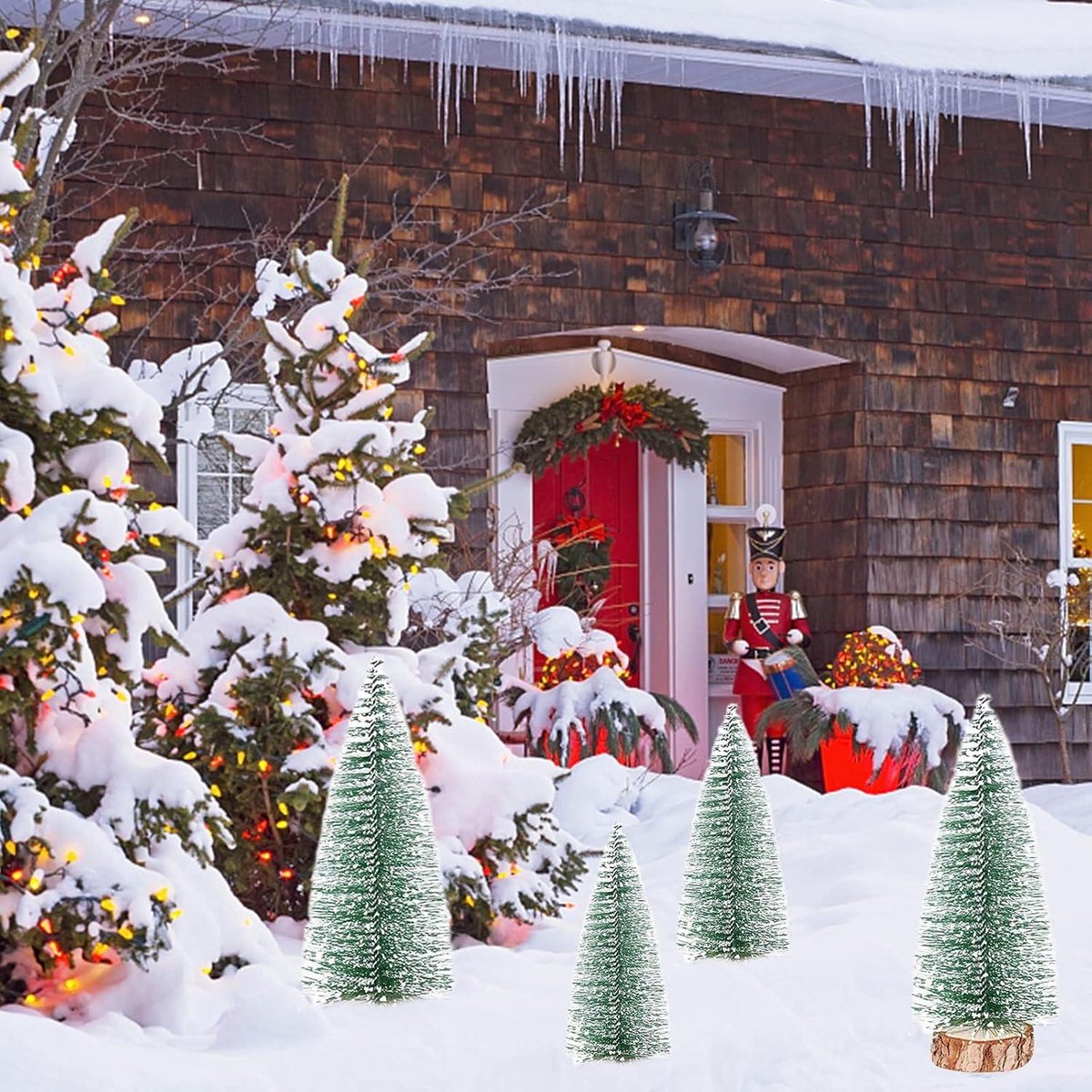 Allecto Plus Dennenboomdecoratie 9-delig mini kerstboomset 10-20 cm