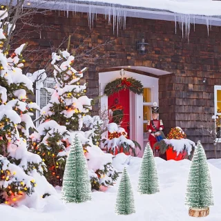 Allecto Plus Dennenboomdecoratie 9-delig mini kerstboomset 10-20 cm