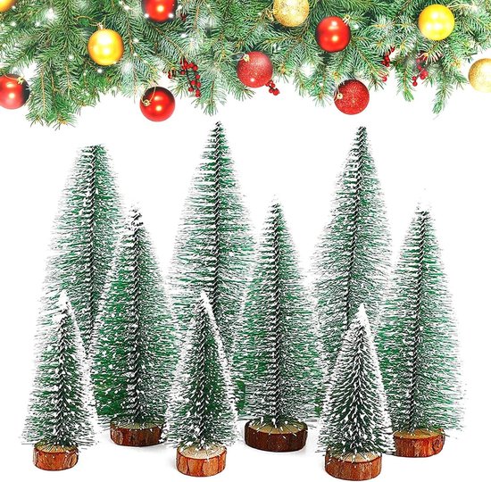 Allecto Plus Dennenboomdecoratie 9-delig mini kerstboomset 10-20 cm