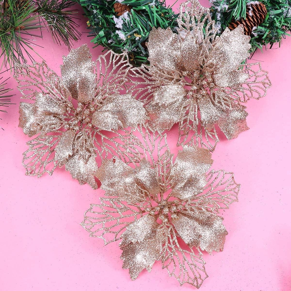 Allecto Plus Glitter Kerststerren 12 Stuks