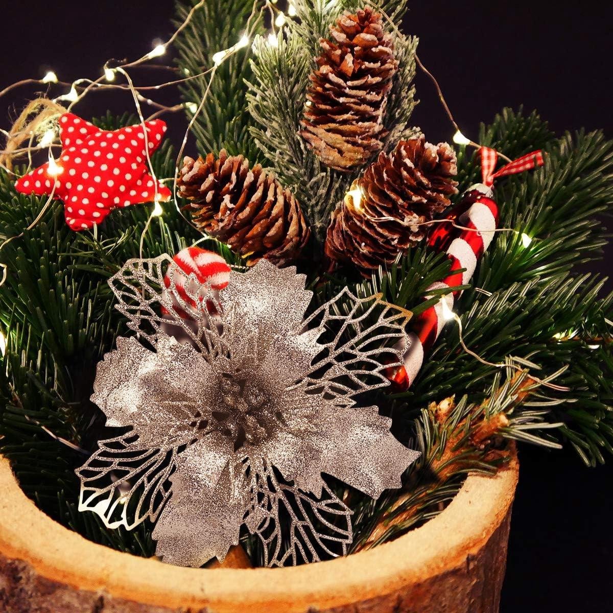 Allecto Plus Glitter Kerststerren 12 Stuks