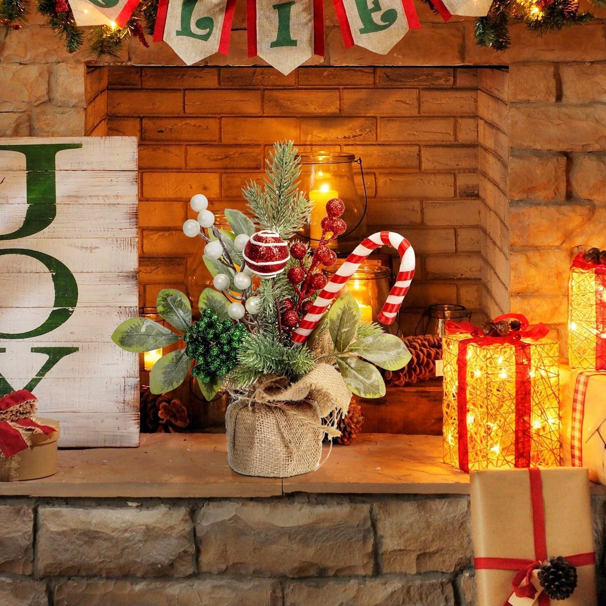 Allecto Plus Kunstkerstboom 25 cm Rood Wit