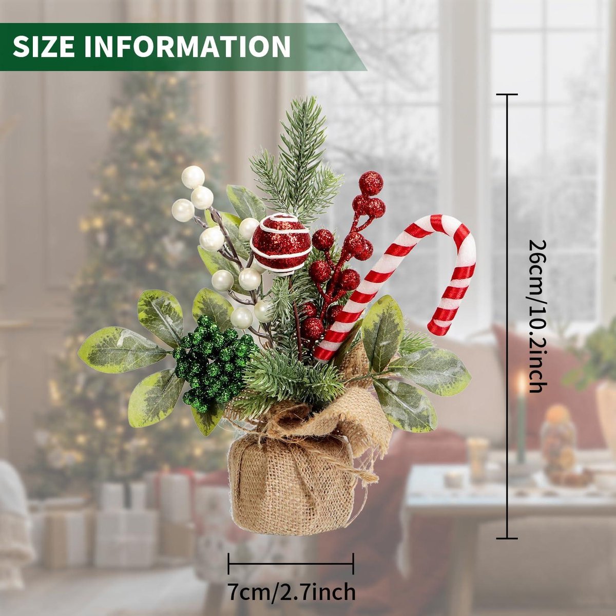 Allecto Plus Kunstkerstboom 25 cm Rood Wit