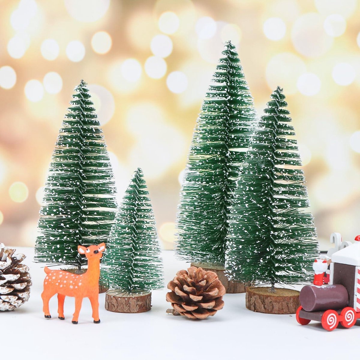 Allecto Plus Mini-kerstbomen set 9 stuks groen 10-20 cm