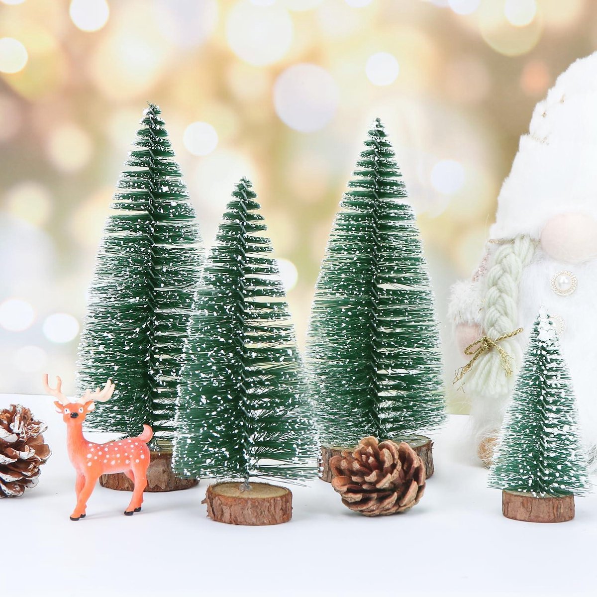 Allecto Plus Mini-kerstbomen set 9 stuks groen 10-20 cm