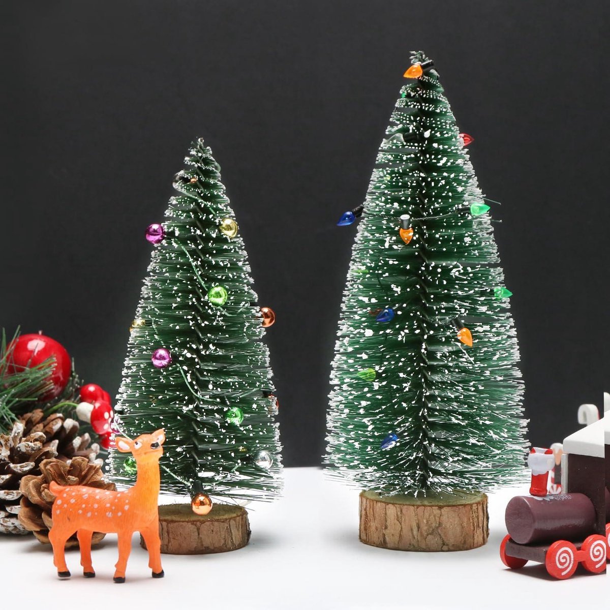 Allecto Plus Mini-kerstbomen set 9 stuks groen 10-20 cm