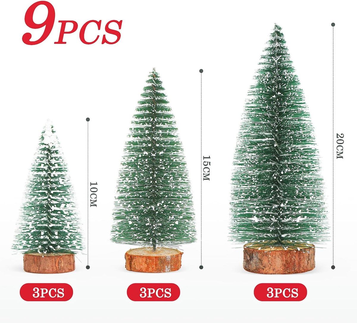 Allecto Plus Mini-kerstbomen set 9 stuks groen 10-20 cm