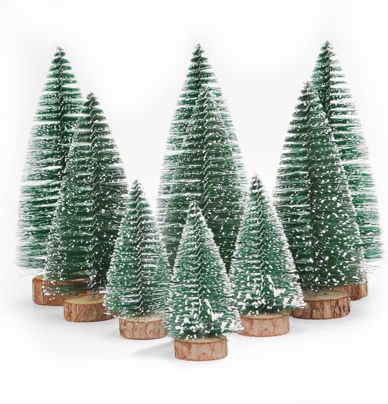 Allecto Plus Mini-kerstbomen set 9 stuks groen 10-20 cm