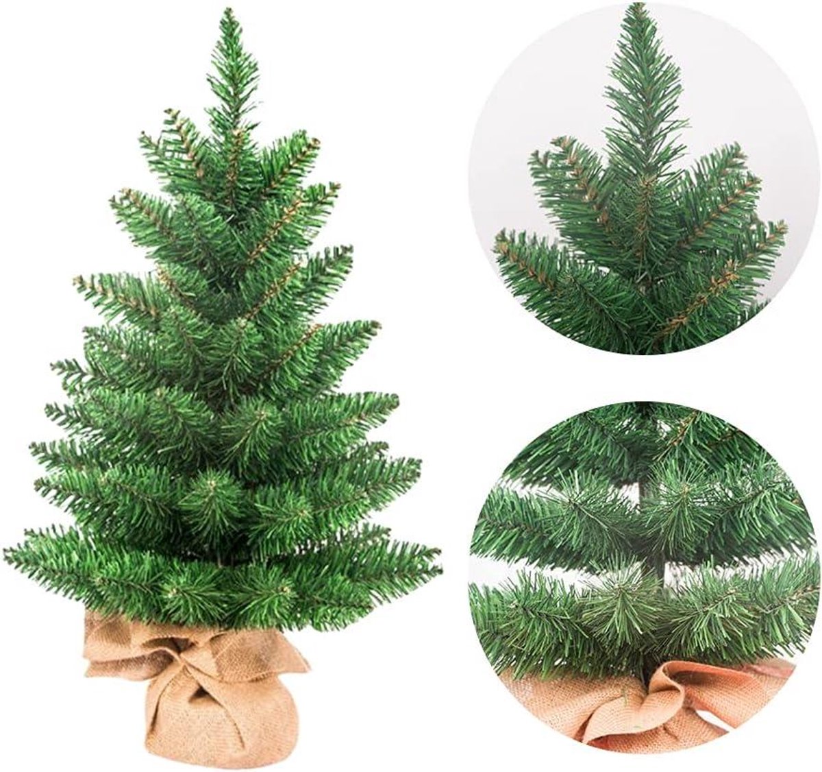 Allecto Plus Mini Kerstboom 60cm met Ornamenten en Linnen Base