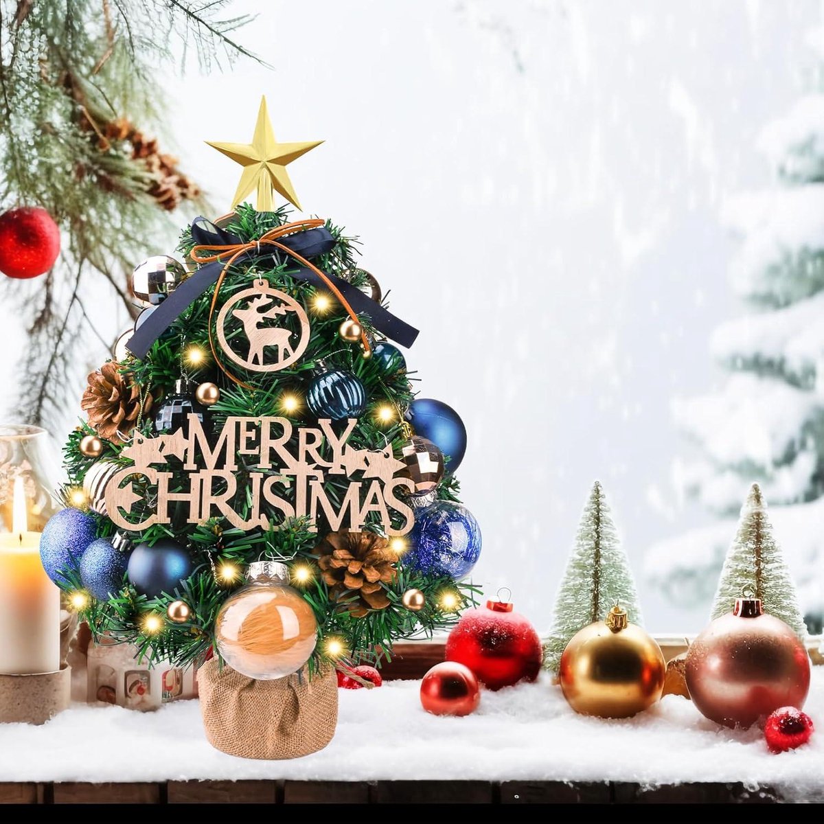 Allecto Plus Mini kunstkerstboom met LED verlichting